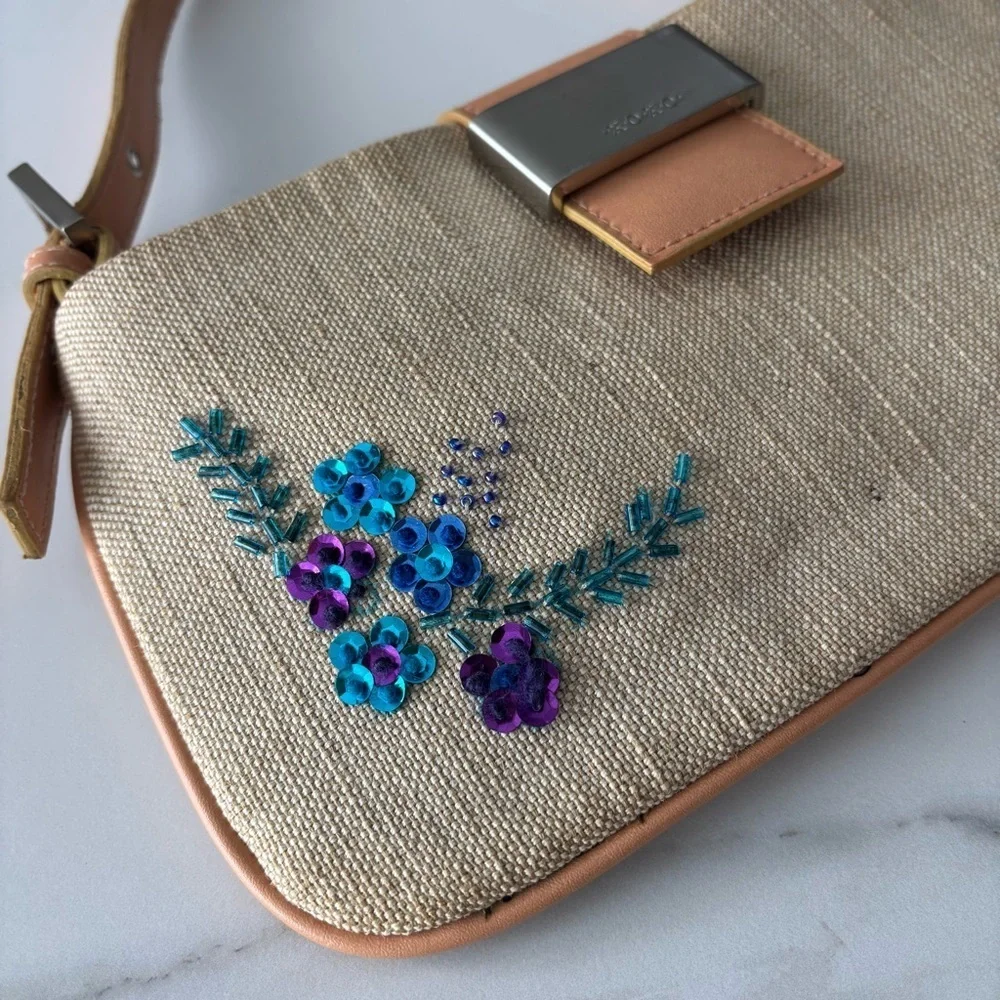 XOXO Beige Floral Embroidered Women's Bag Y2K